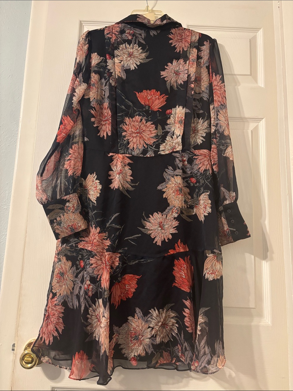 ANTONIO MELANI Black Dress with Coral Floral Trim - Picture 4 of 9